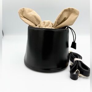 Black Bucket Bag with Tan Ears